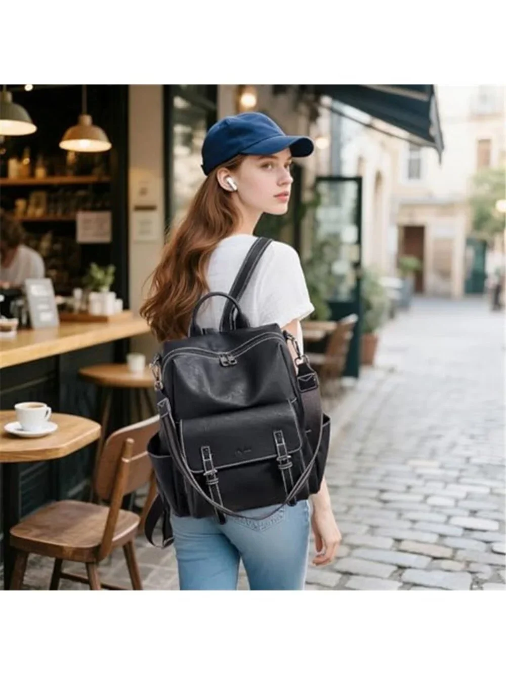 Womens Vegan Leather Backpack Purse Convertible Shoulder Bag Laptop Travel Bag